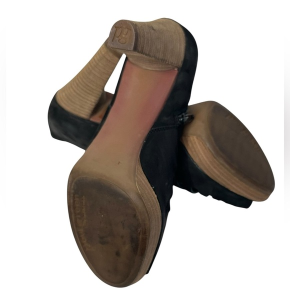 Paul Green Tasha Black Nubuck Leather Gladiator Peep Toe Ankle Booties Heels - Picture 8 of 11